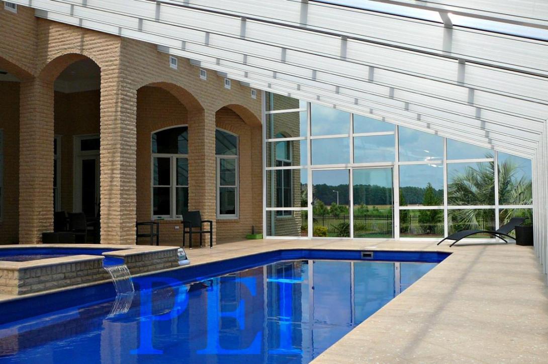 lean-to pool enclosure interior